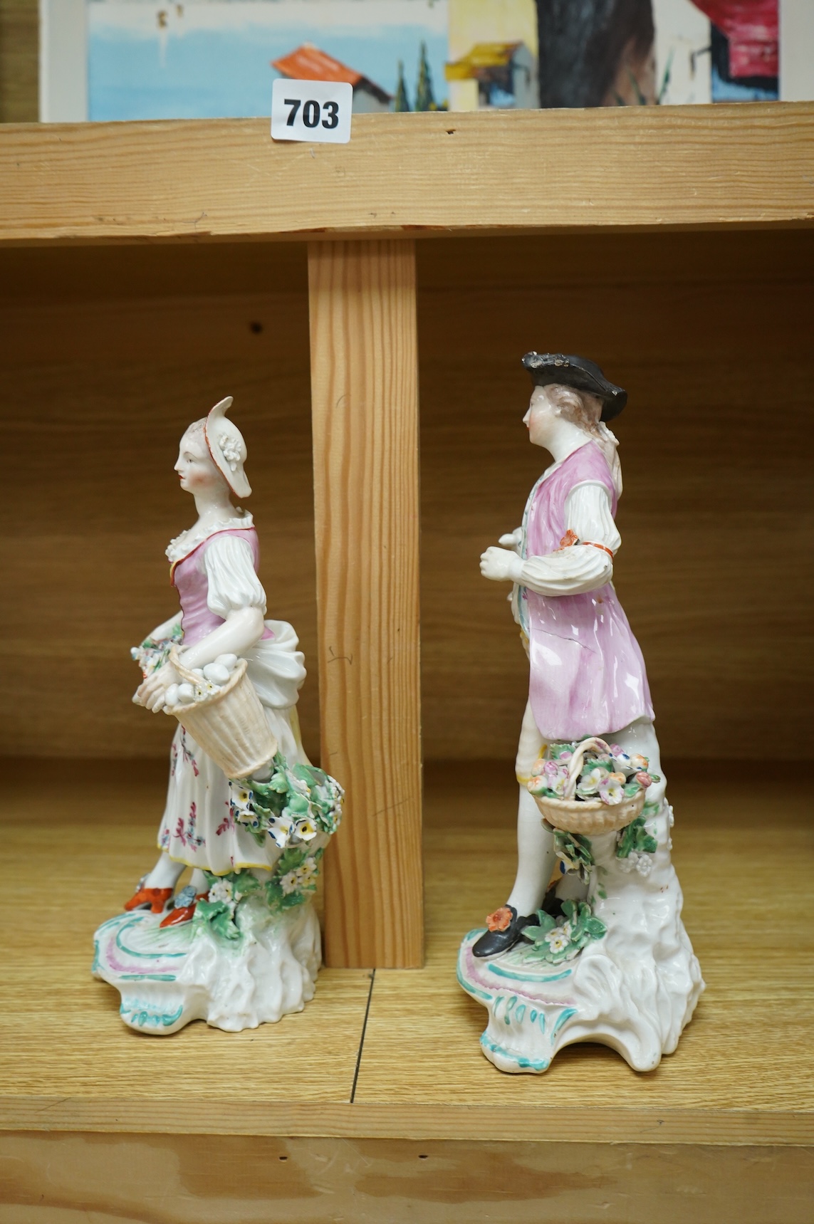 A Derby figure of a gentleman, c.1760, and a Continental porcelain figure, pseudo Bow mark, tallest 26cm high (2)